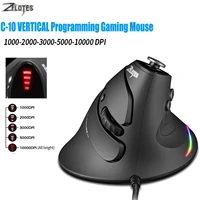 ZELOTES Gaming Mouse Vertical Wired Mouse Optical RGB Light Upright Mice For Desktop Laptop Gamer Mice Modes 10000DPI C-10