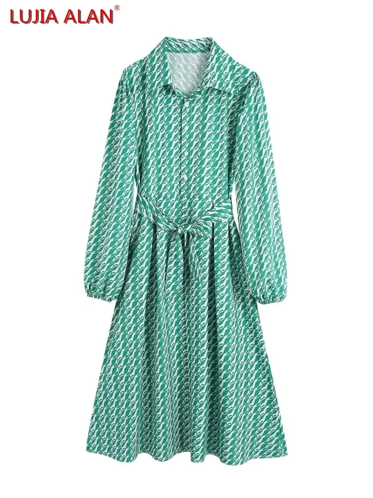 

Женское свободное платье средней длины с длинным рукавом