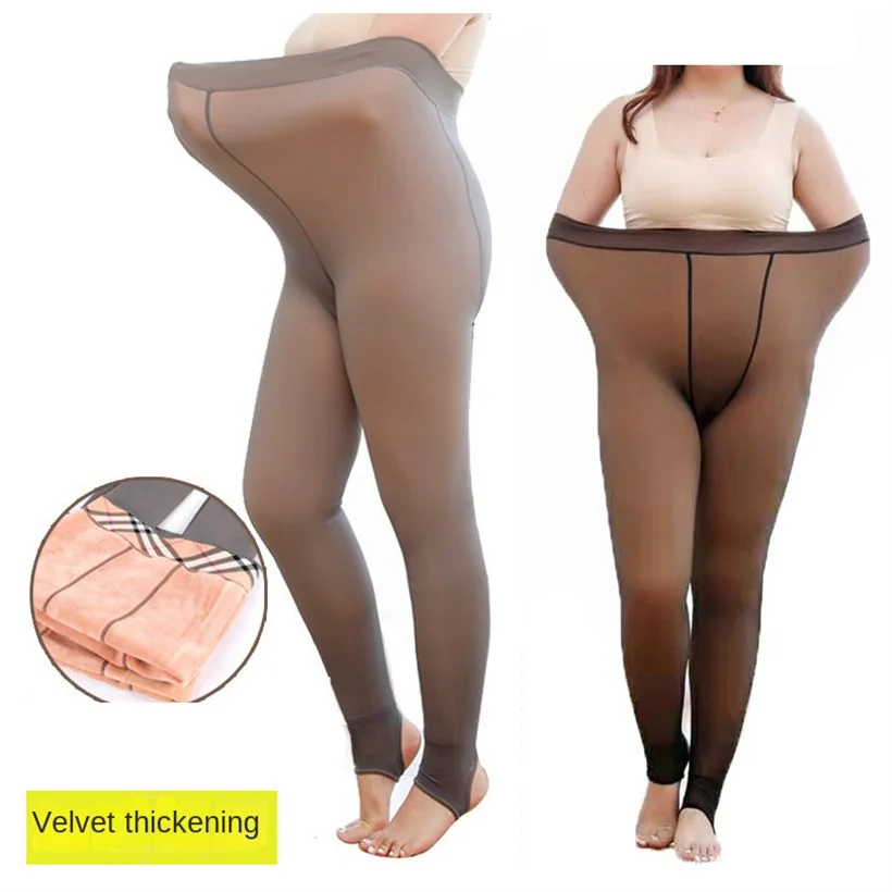 Translucent Wool Pants Socking Winter Fake Pantyhose Women's Thermal Stocking Pants Fleece Lined Tights Super Stretchy Legging