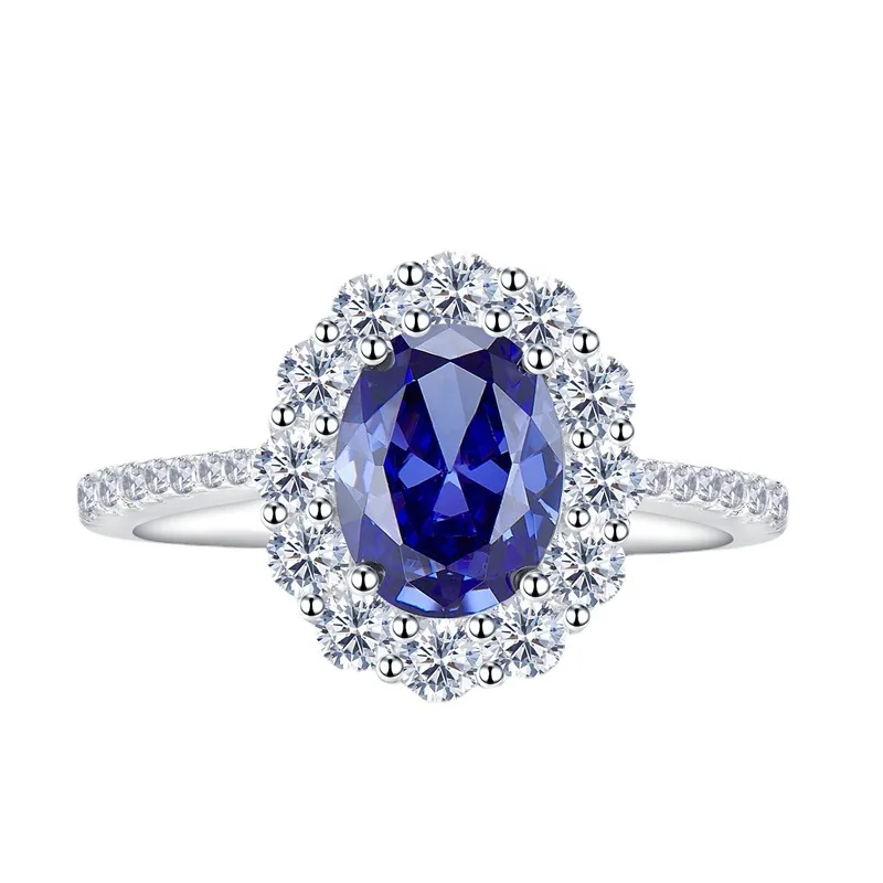 

Luomansi Luxury Ring 7x9MM Tanzanite S925 Silver Shining Jewelry Women's Anniversary Party Birthday Mother Gift
