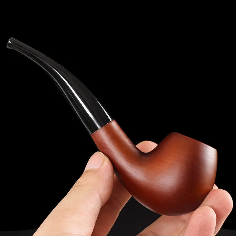 

Red frosted pipe solid wood old-fashioned tobacco pipe