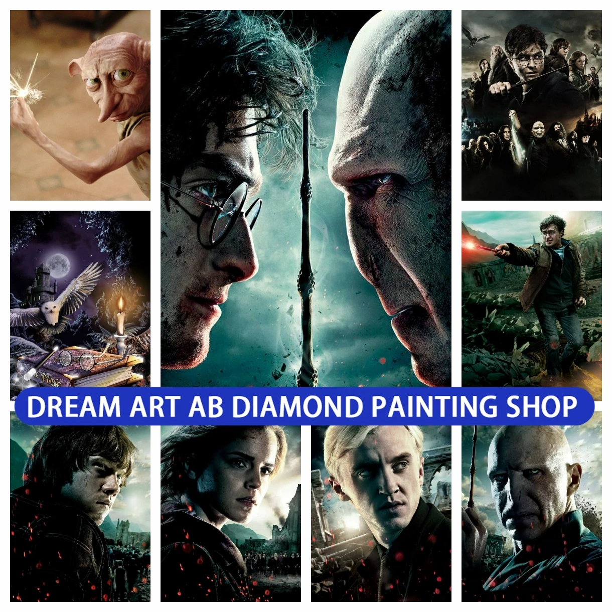 

Harries Potters Deathly Hallows 5D AB Diamond Paintings Kit Embroidery New Elves Art Cross Stitch Mosaic Home Decor Kids GiftHar