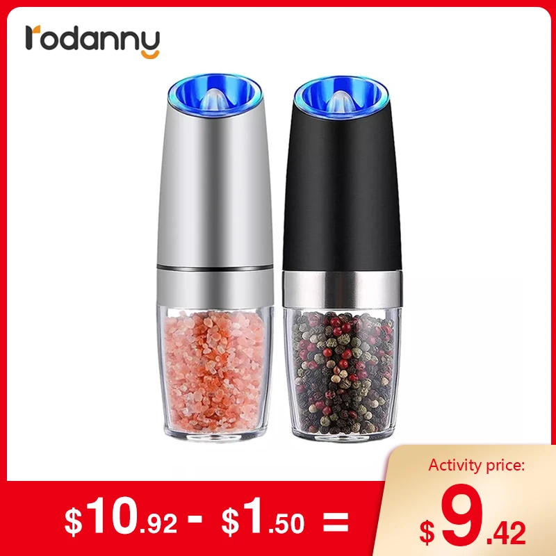 

Rodanny Electric Salt And Pepper Grinders Spice Mill Adjustable Coarseness With LED Light Kitchen Tools