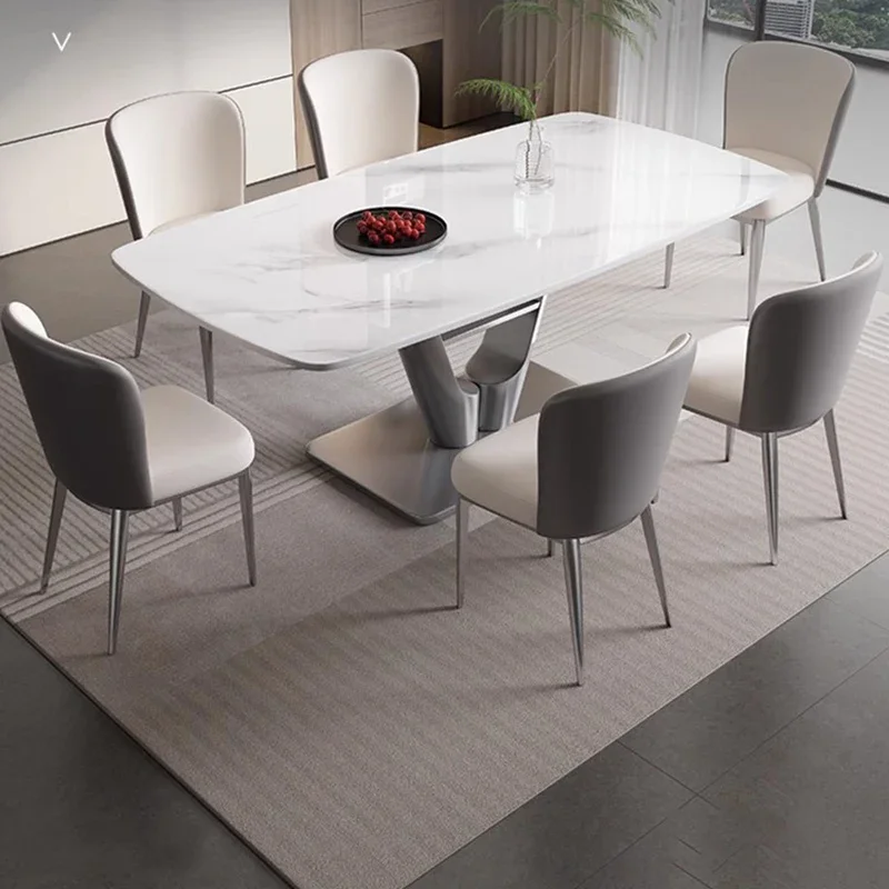 Прямоугольный роскошный обеденный стол уникальные водонепроницаемые белые