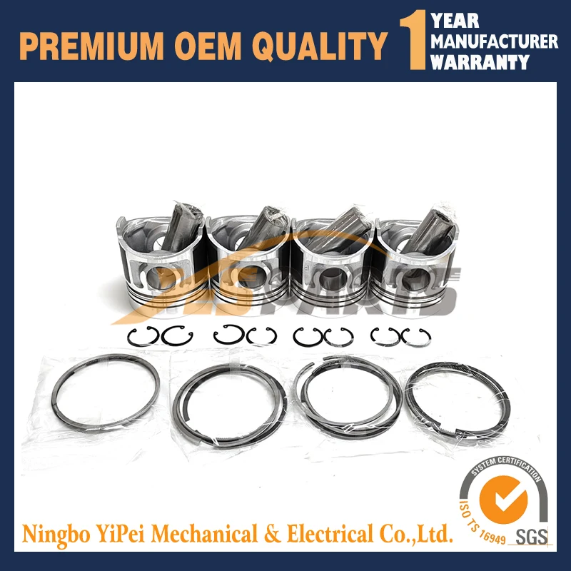 

4 PCS Piston & Piston Ring Set For Caterpillar C2.2 C2.2T Diesel Engine