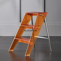 stool transparent folding ladder frame household acrylic ladder multifunction pedal non skid three step ladder stools
