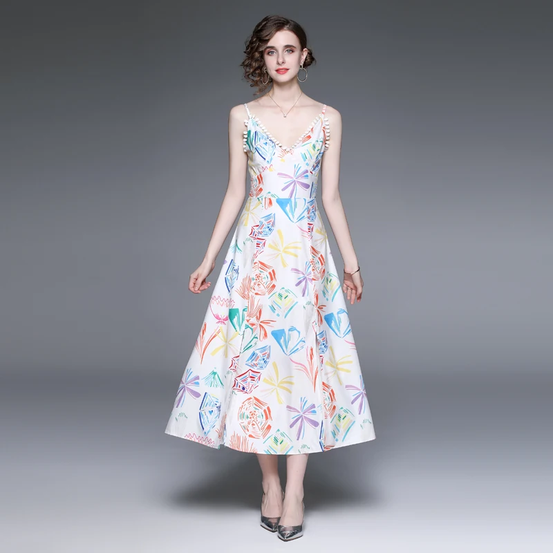 

Платье WTIANYUW женское с цветочным принтом, приталенное модное, с V-образным вырезом, без рукавов, с завышенной талией, лето 2022