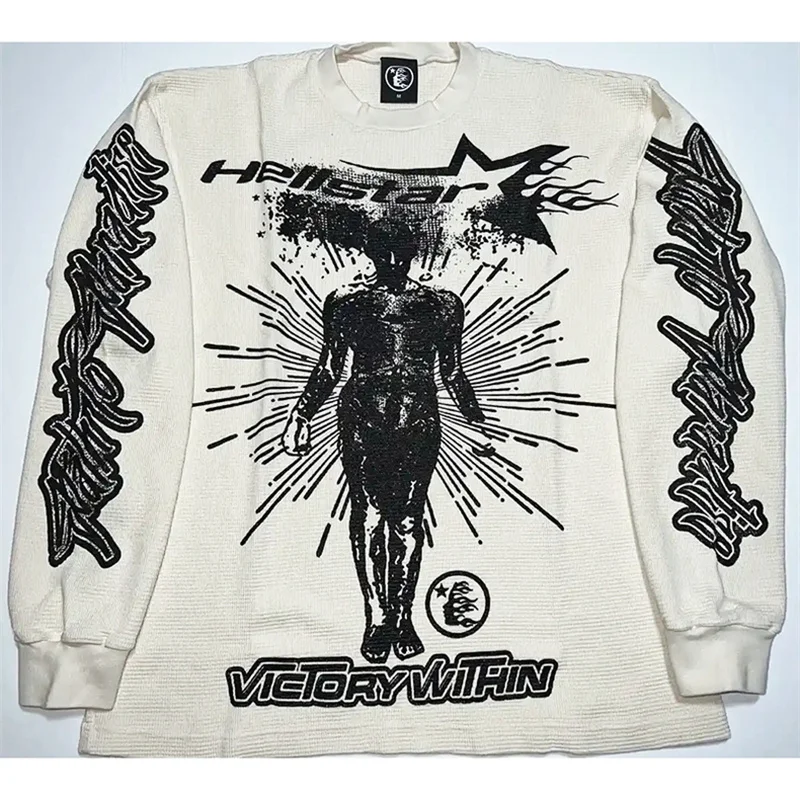 

Hellstar Extra Large Long Sleeve T-Shirt Cotton Letter Graffiti Print 1:1 High Street Men's And Women's T-Shirt Long Sleeve