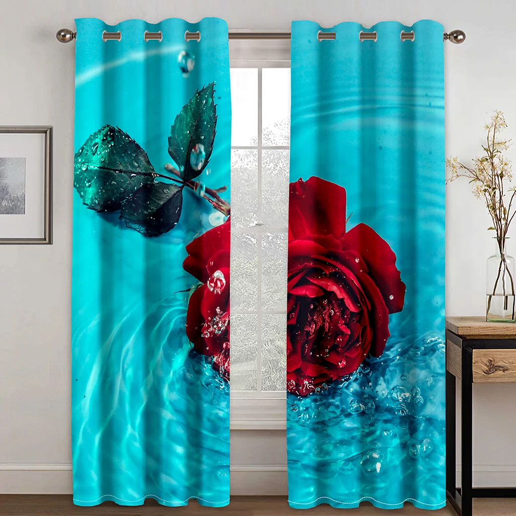 

Light Blue Curtains for Girls and Boys Bedroom 3D Print Design Blackout Curtain for Living Room Window Drapes Home Decor 2PCS