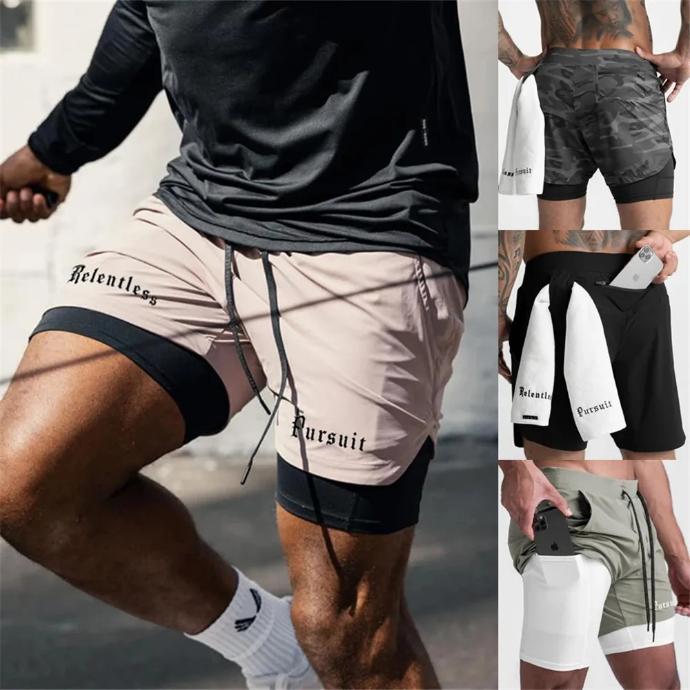 

2022 camouflage Running Shorts Men 2 in 1 Sports Jogging Fitness tatting Quick Dry Gym Training Sport Workout Short Pants 2022 c