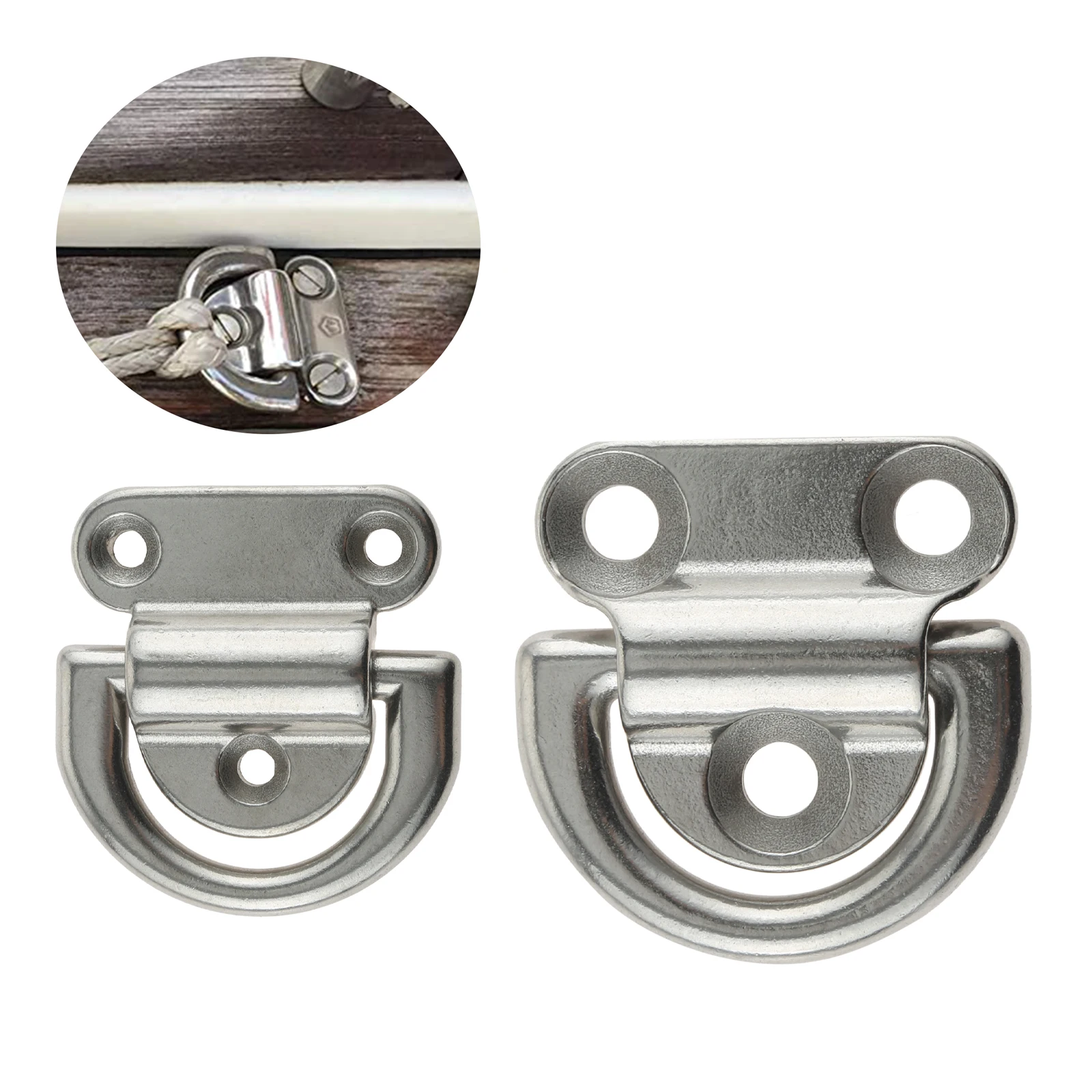 

4/1PC 6/8/10mm 316 Stainless Steel D Ring Deck Folding Pad Eye Lashing Tie Down Cleat for Yacht Boat Truck trailers Marine Grade