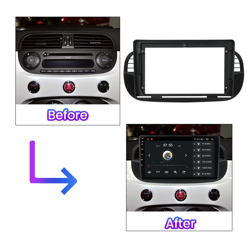 1Din Автомобильная рама Fascia Для Fiat 500 DVD монтажный комплект Адаптер для установки