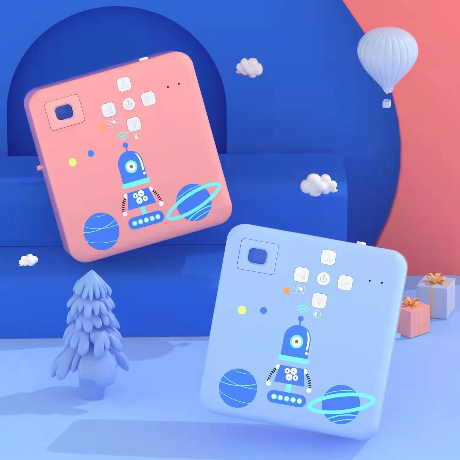 

Mini Photo Printer 1080P Instant Print Camera Wireless Thermal Label Printer with 3 Roll Printer Paper for Travel List Work Memo