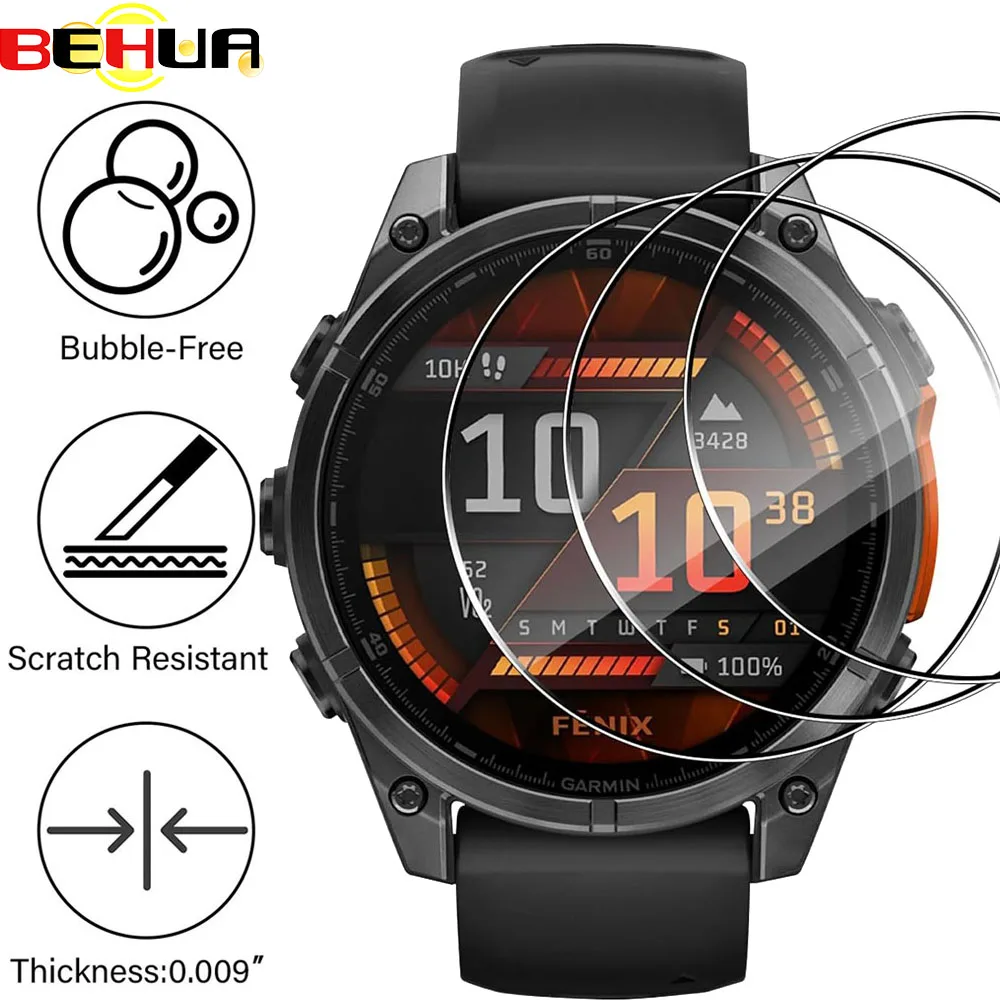 Фото Защитная пленка из закаленного стекла для Garmin Fenix 8, 51 мм, 47 мм, 43 мм, 3 шт., защитная, прозрачная, HD, 2.5D, 9H, премиум-класса, с защитой от царапин №3