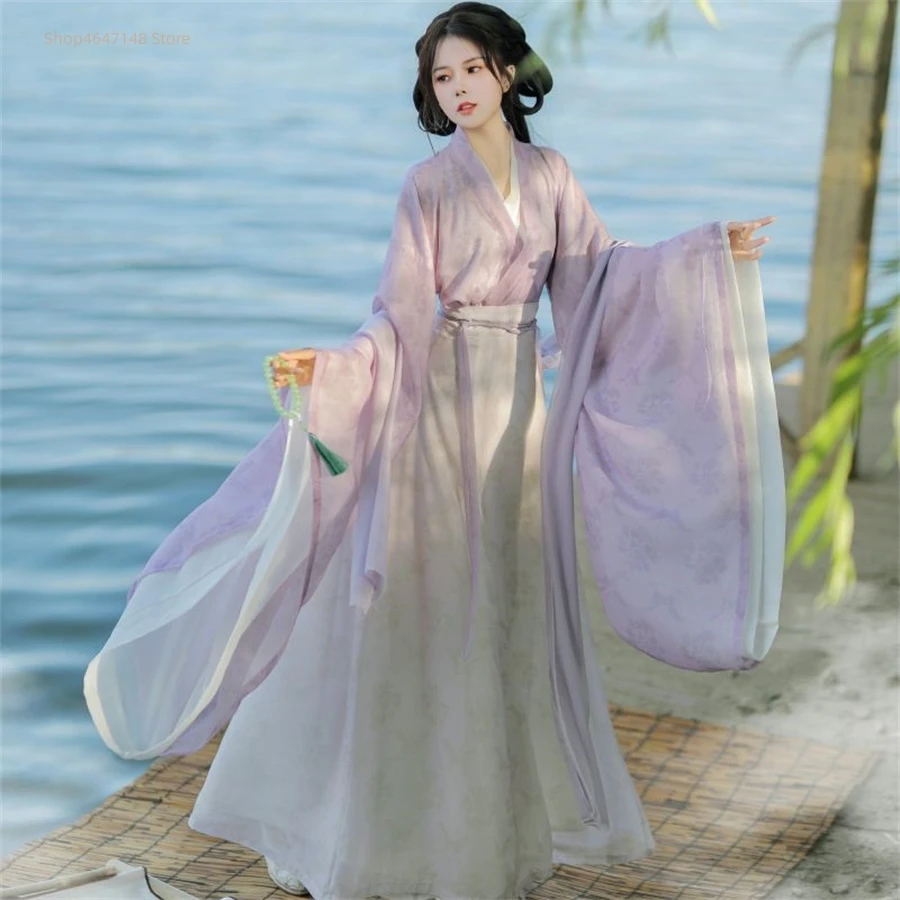 Фото Женская юбка с перекрестным воротником Hanfu, летний костюм в китайском стиле, ярко-зеленая юбка №2