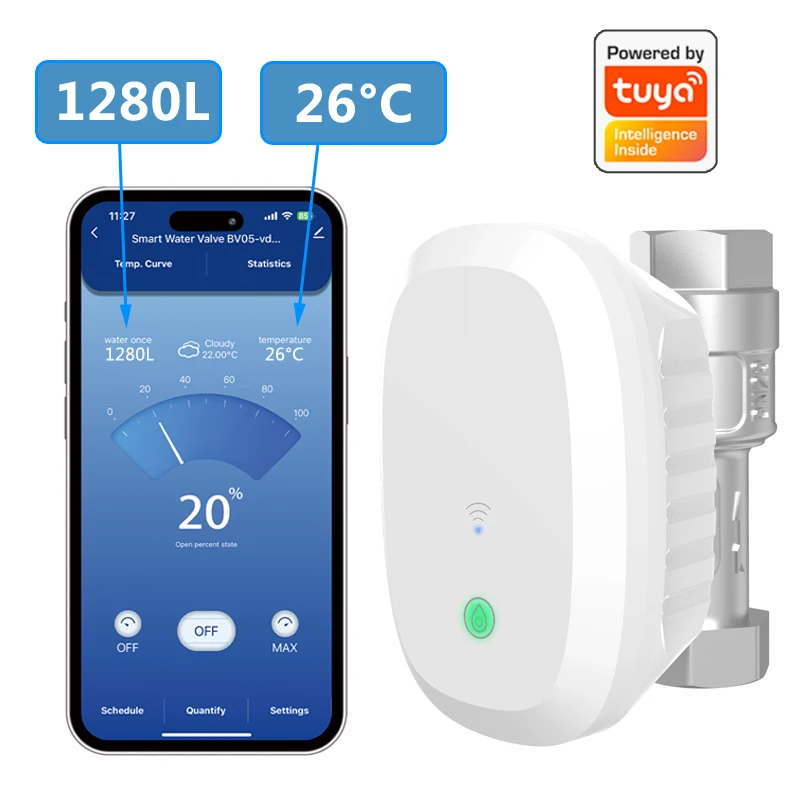 

Tuya Wi-Fi умный контроль водяной клапан счетчик расхода воды функция температуры интеллектуальная домашняя автоматизация DN20 3/4 "BSP