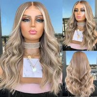 ash blonde highlights 13x6 lace front wig human hair pre plucked remy hair 150 loose wave lace front human hair wigs for women