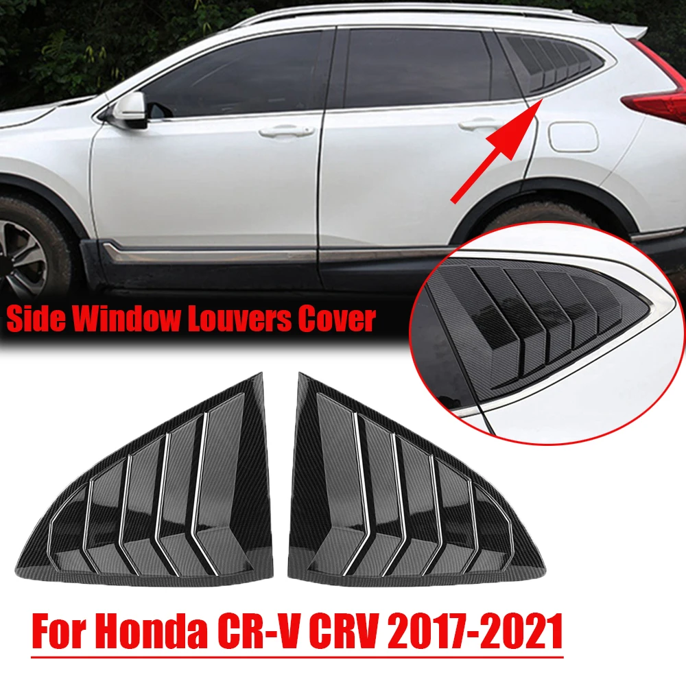 Black Carbon Fiber Car Rear Side Window Louvers Cover Blinds Scoop Air Vent Cover Trim For Honda CR-V CRV 2017-2021 Car Styling