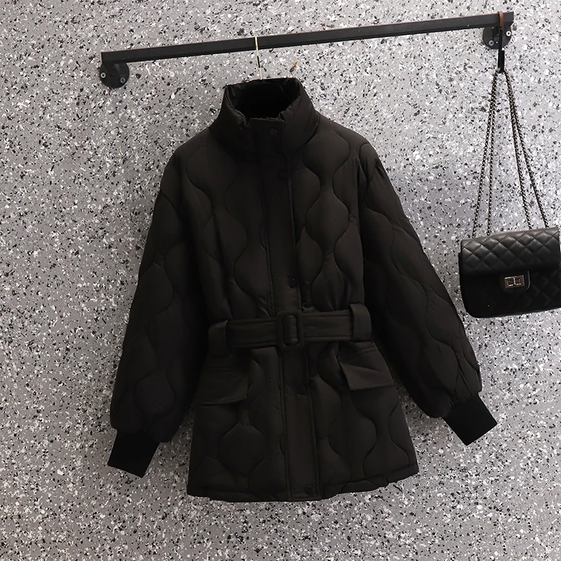 EHQAXIN New Women's Down Coat 2022 Fashion Thickened Cotton Clothes Casual Loose Warm Cotton Coats Ladies Whith Belt M-4XL