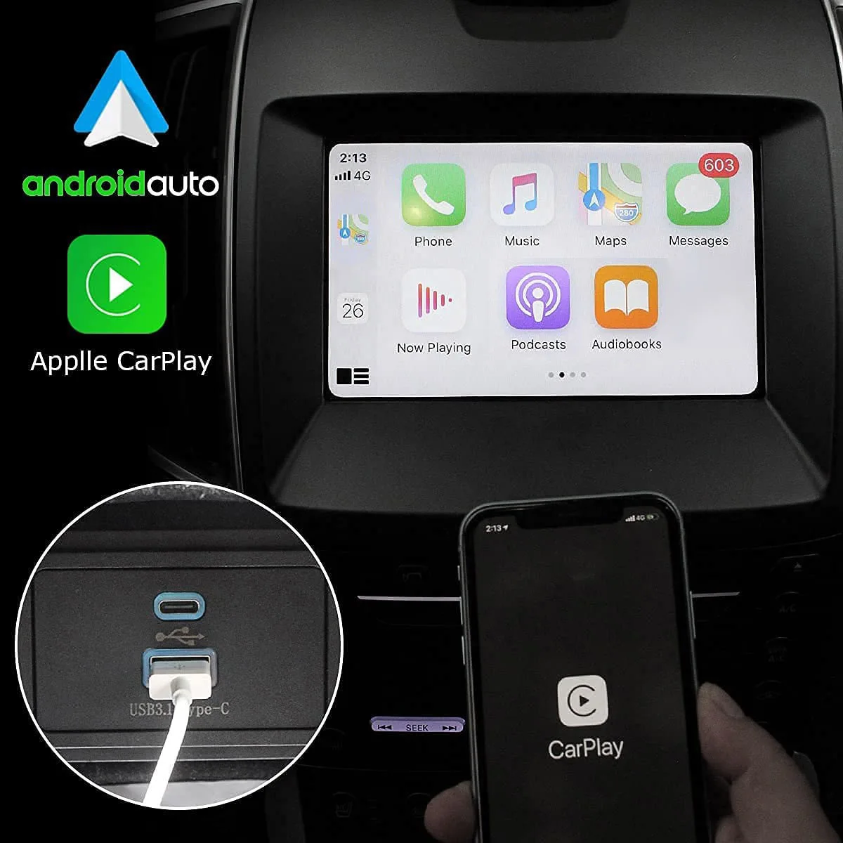 Двухинтерфейсный модуль SYNC 3 USB + Type-C для Ford Lincoln Apple Carplay |