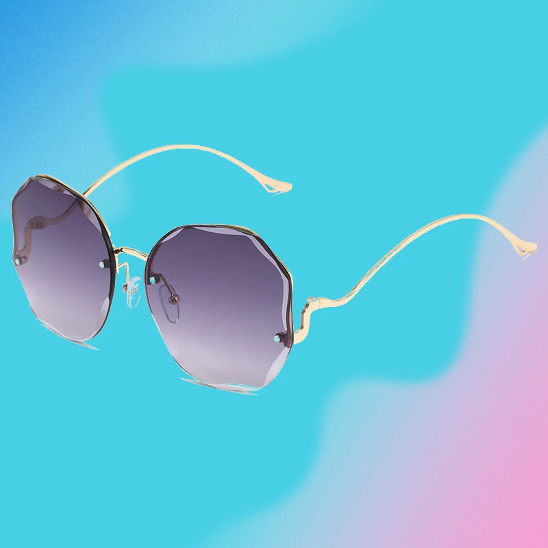 

Luxury Women's Sunglasses Fashion Gradient Sun Glasses For Female Vintage Brand Designer Eyewear Rimless Metal Sunglasses UV400