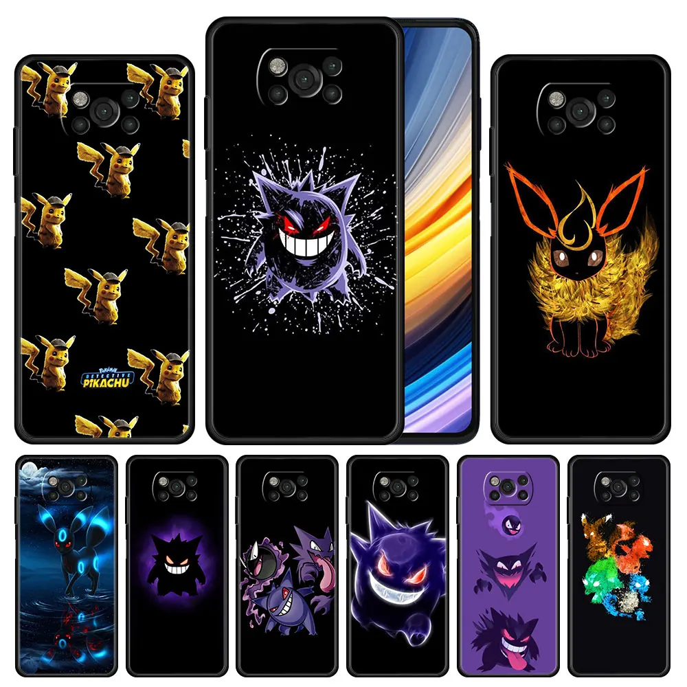 

Case Cover for Xiaomi Poco X3 X4 M3 F1 F2 F3 M3 M4 NFC Redmi K40 K40s K50 11T 12 12X Pro Armor Coque Trend Pokemon Pika Dark