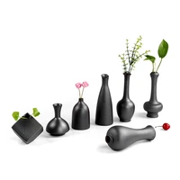 modern ceramic vase wedding decoration creative black desktop vase storage container flower pot home decoration crafts gift