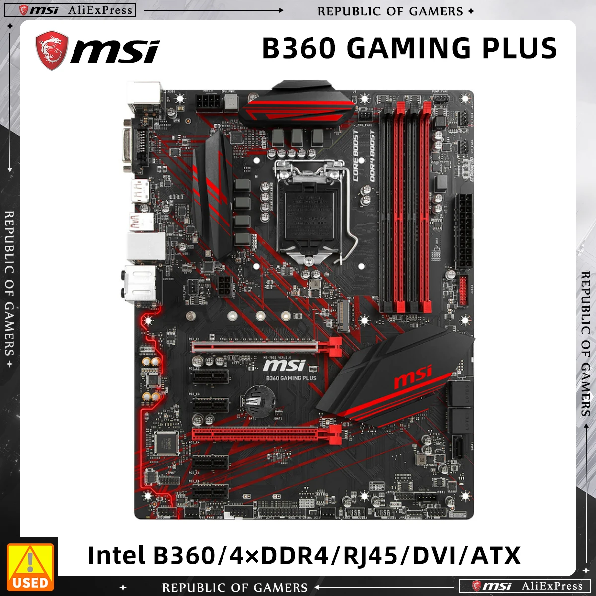 

Материнская плата MSI B360 GAMING PLUS Intel B360 LGA 1151 4 x DDR4 DIMM 64 Гб PCI-E 3,0 Sta3 DVI RJ45 ATX