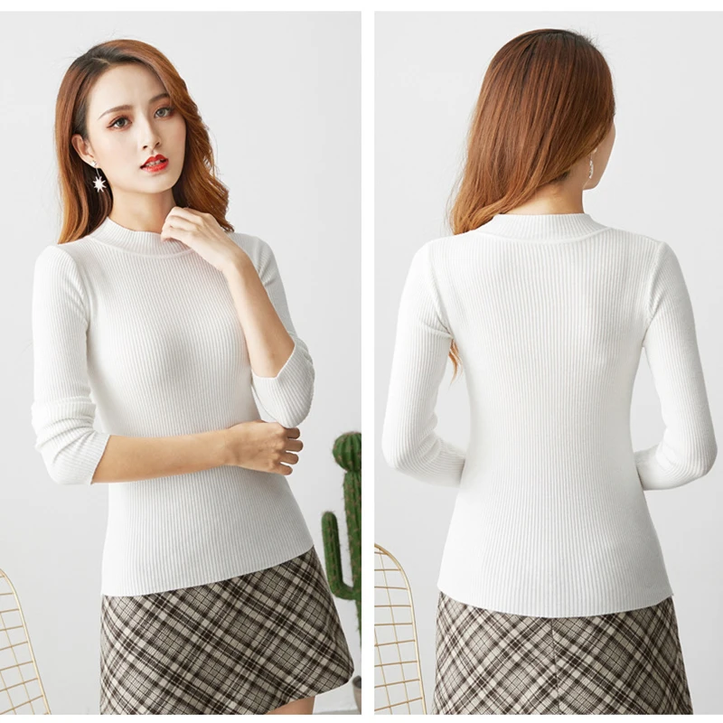

2020 Women Sweater Autumn Winter New Sets Of High-necked Turtleneck Versatile Slim-fitting Tight Sweater Female Bottoming Shirt