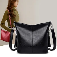 fashion trend luxury designer handbags for women leather casual bucket vintage tote tassel shoulder bag brand side messenger bag