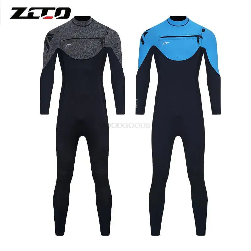 ZCCO Men3MM Neoprene Wetsuit With Front Zipper One-Piece Warmth Cold Sunscreen Wetsuit Swimming Snorkeling Wetsuit