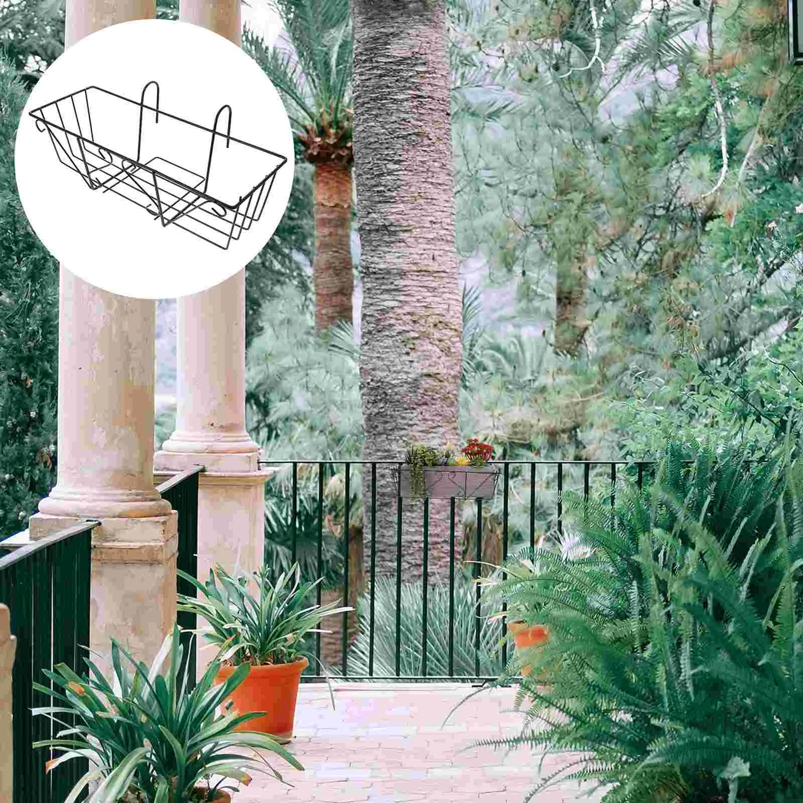 

Hanging Railing Planters Flower Pot Holders Racks Fence Metal Potted Stand Mounted Balcony Baskets Shelf Container Box for
