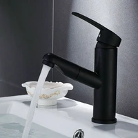 black bathroom basin faucet pullout stainless steel sink mixer bathroom accessories hot and cold vanity crane single hole faucet