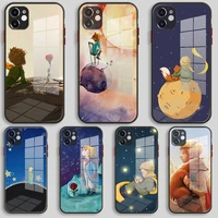 black silicone glass case for iphone 13 12 11 pro xs max x xr 8 7 6 plus se 2020 s mini cover the little prince and the fox
