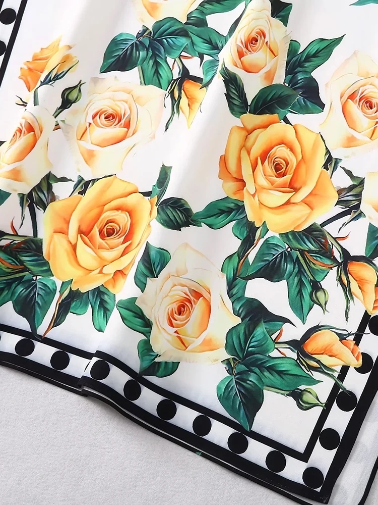 Женское платье макси с круглым вырезом Расклешенным рукавом и цветочным принтом