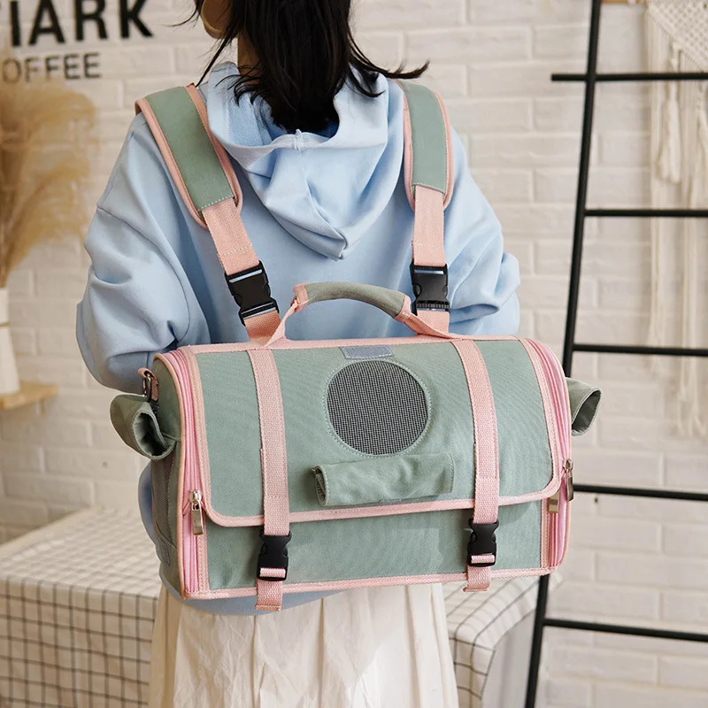 

Canvas Pet backpack Cat supplies Handbag outgoing Portable breathable Cat and Dog bag