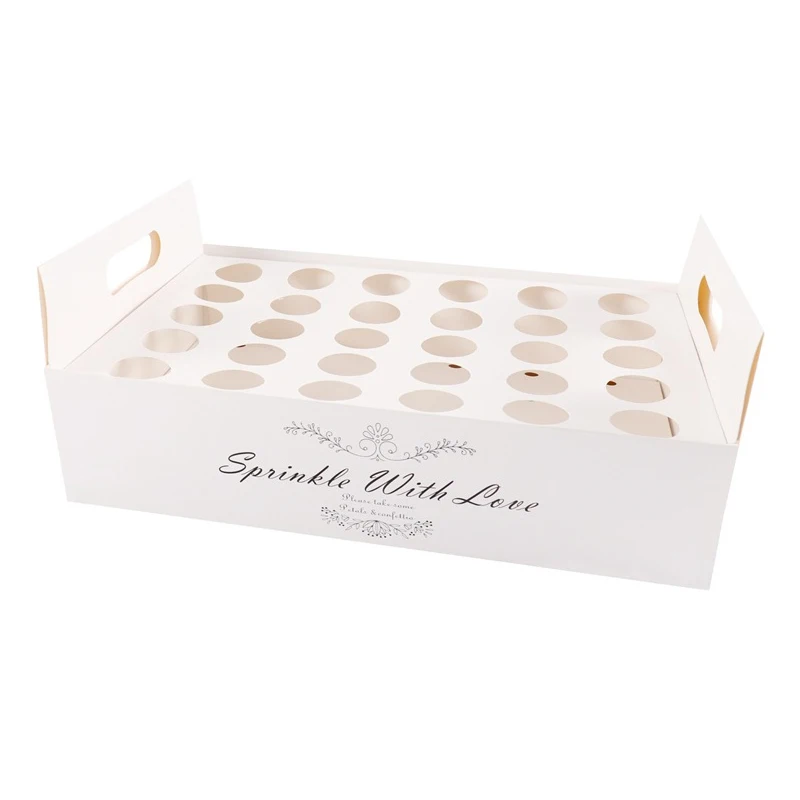 

Box Confetti Cone Stand Solid Color Party Favor For Wedding 30 Holes Vintage Tray Storage Brown Paper Petals DIY Dried Flowers