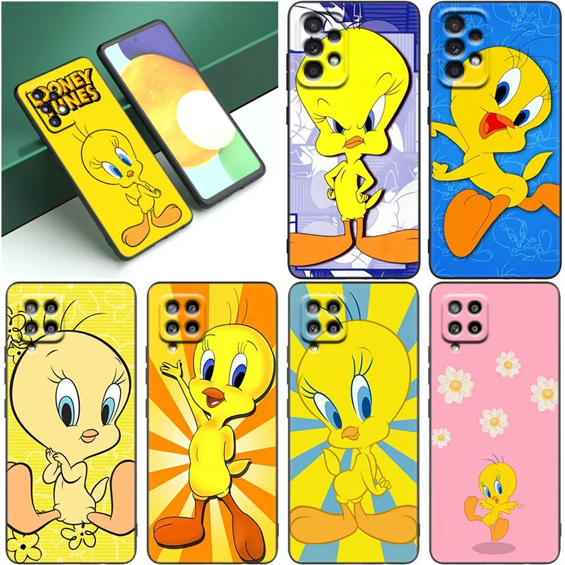 Милый черный чехол с птицей для Samsung Galaxy A12 A13 A14 A22 A23 A32 A33 A34 A52S A53 A54 A72 A73 5G A24 A04S A50 A51 A70 A71