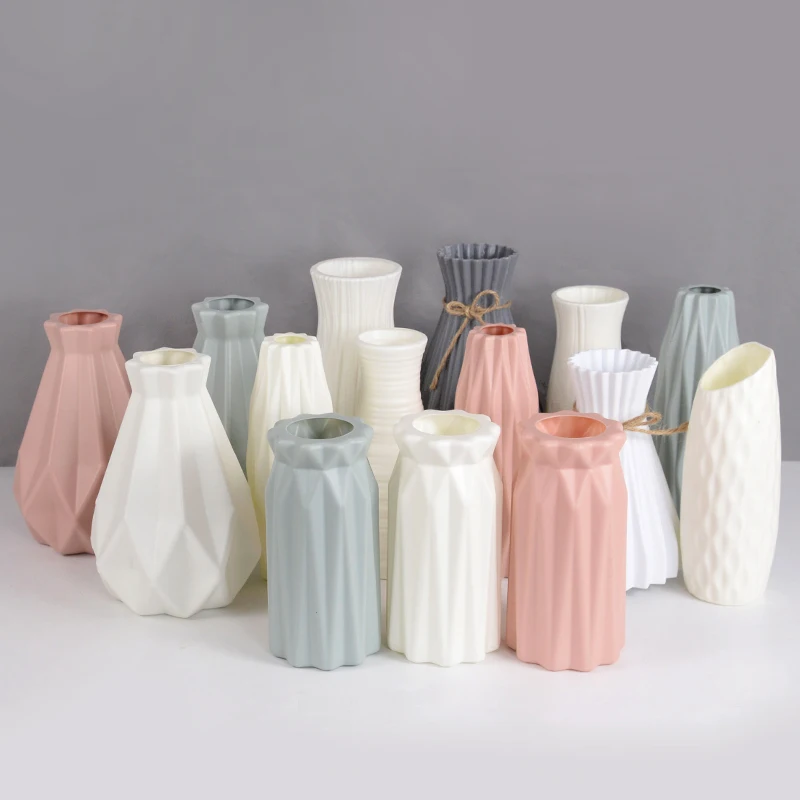 

Nordic Flower Vase Imitation Ceramic Plastic Flower Vase Pot Home Living Room Desktop Decoration Wedding Centerpiece Arrangement
