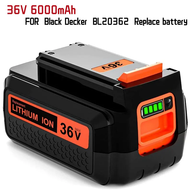 

36V 6000Ah Replacement Battery for Black Decker 36V Battery BL20362 BL2536 LBXR36 LBX1540 LBX2540 LBX36 with LED Indicator