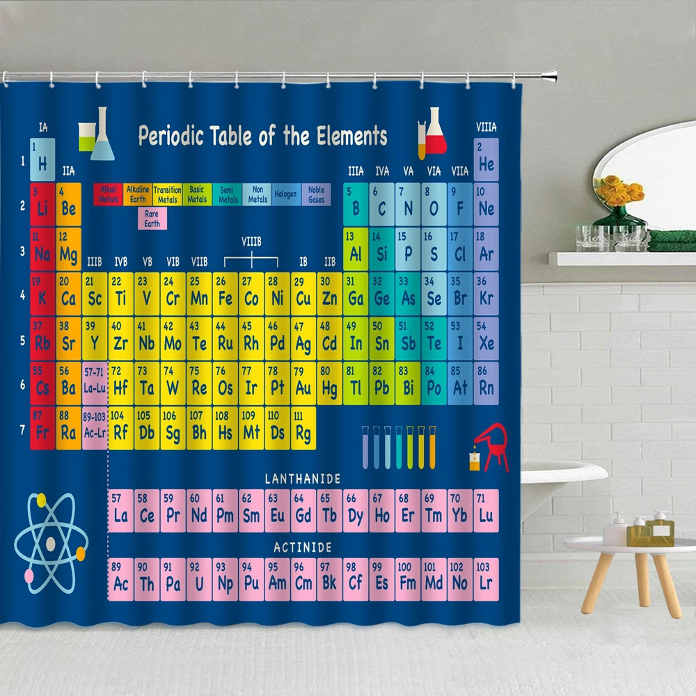 

Colorful Periodic Table of Elements Shower Curtain Science Technology Kids Chemical School Student Bathroom Decor Bath Curtains