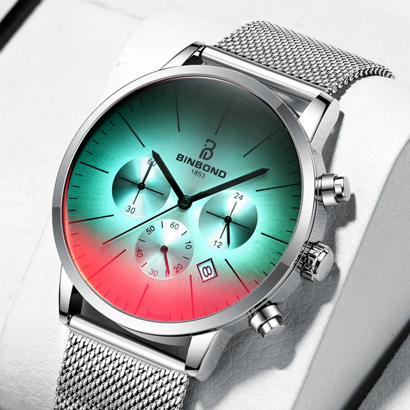 

Часы наручные мужские кварцевые ультратонкие, роскошные брендовые многофункциональные спортивные водонепроницаемые с календарем синего цвета