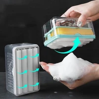 creative soft rubber roller soap box multifunctional hand free foaming soap dish bathroom laundry soap container accessories