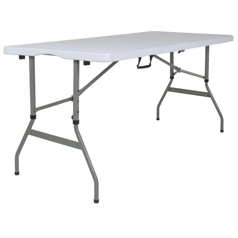 

Kathryn 5-Foot Height Adjustable Bi-Fold Granite White Plastic Banquet and Event Folding Table with Carrying Handle Furniture ri
