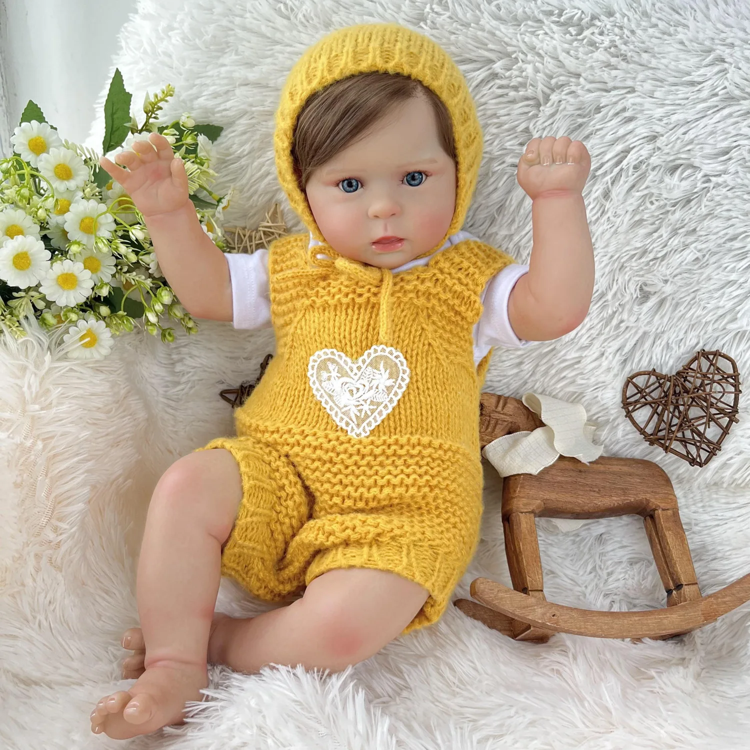 Фото Кукла BZDOLL с тканевым телом, 50 см, милая кукла-реборн для девочек, реалистичная кукла ручной работы с 3D-кожей, кукла-принцесса, модный подарок на день рождения №1