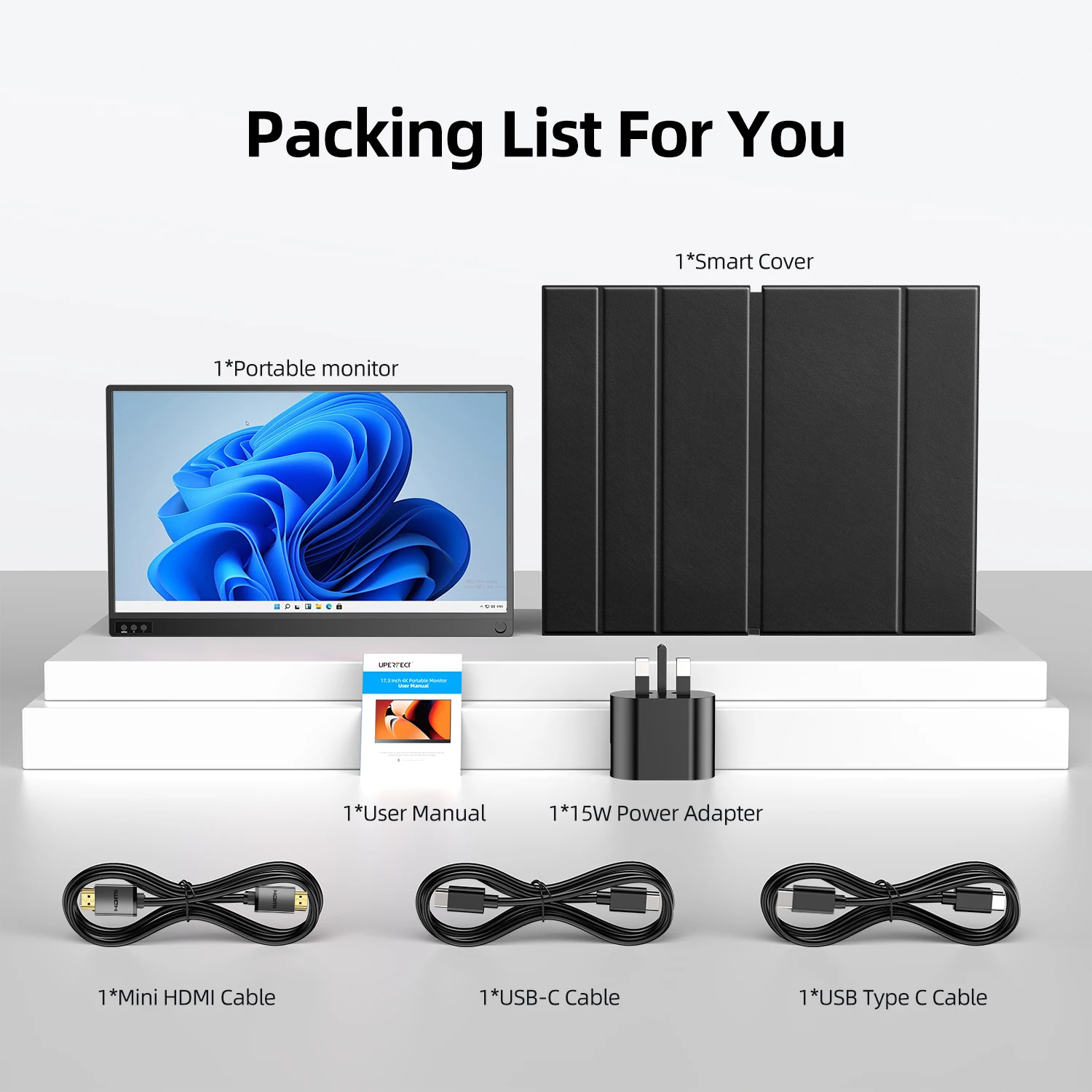 Портативный игровой монитор UPERFECT 16,1'' 144 Гц для ноутбука FHD 1080P IPS HDR FreeSync внешний экран для путешествий для ноутбука ПК PS5 Mac (art.: 3920c8fdd2b7d) - 3920c8fdd2b7d
