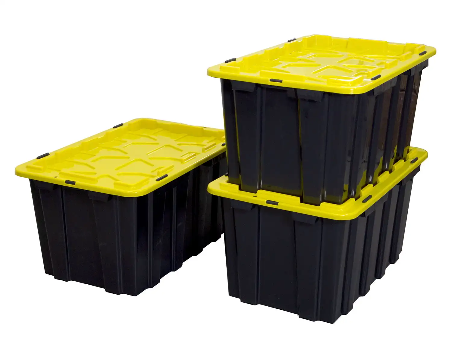 

Mount-it! 15.8 Gal. Heavy-Duty Plastic Storage Bins, Black and Yellow, 3 Count