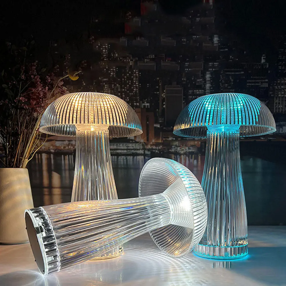 

Transparent Night Lamp Mushroom Lamp Bedroom Night Lamp Jellyfish Lamp Atmosphere Decoration Crystal Table Lamp Christmas Gift