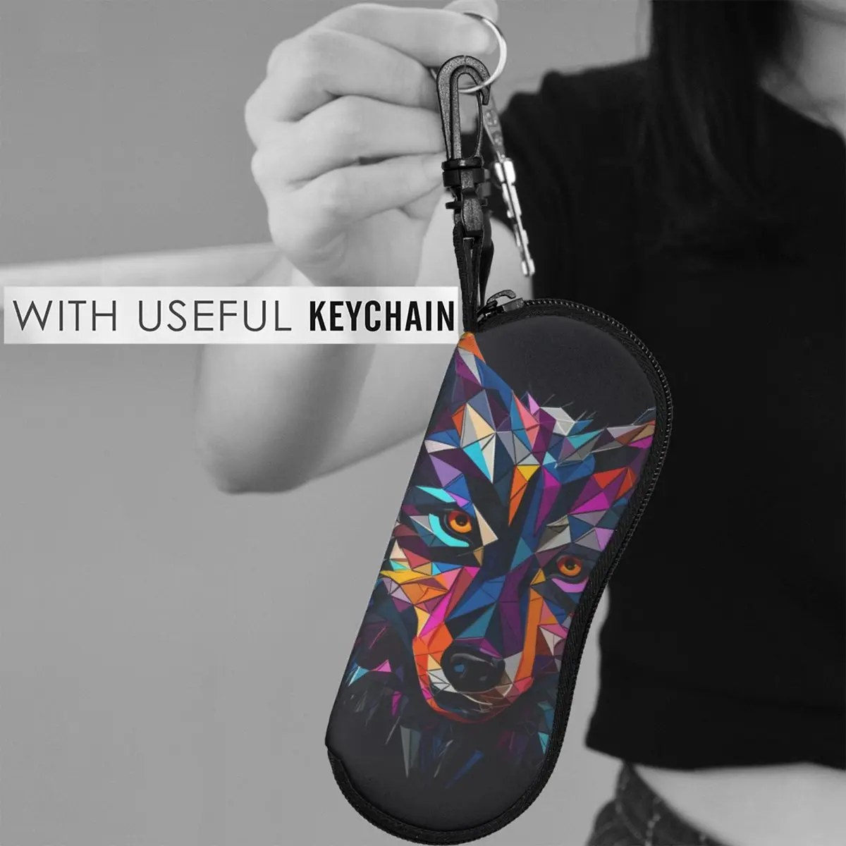 

Wolf Glasses Case Cover Paper Art Daily Sunglasses Case For Unisex Trend Eyewear Storage Zipper Eyeglass Protector