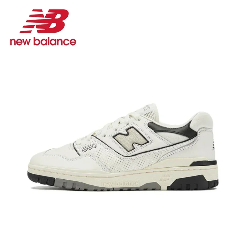 Фото Original New Balance NB 550 Classic Vintage Faux Leather Casual Men's and Women's Running Shoes White Silver BB550SR1 №5